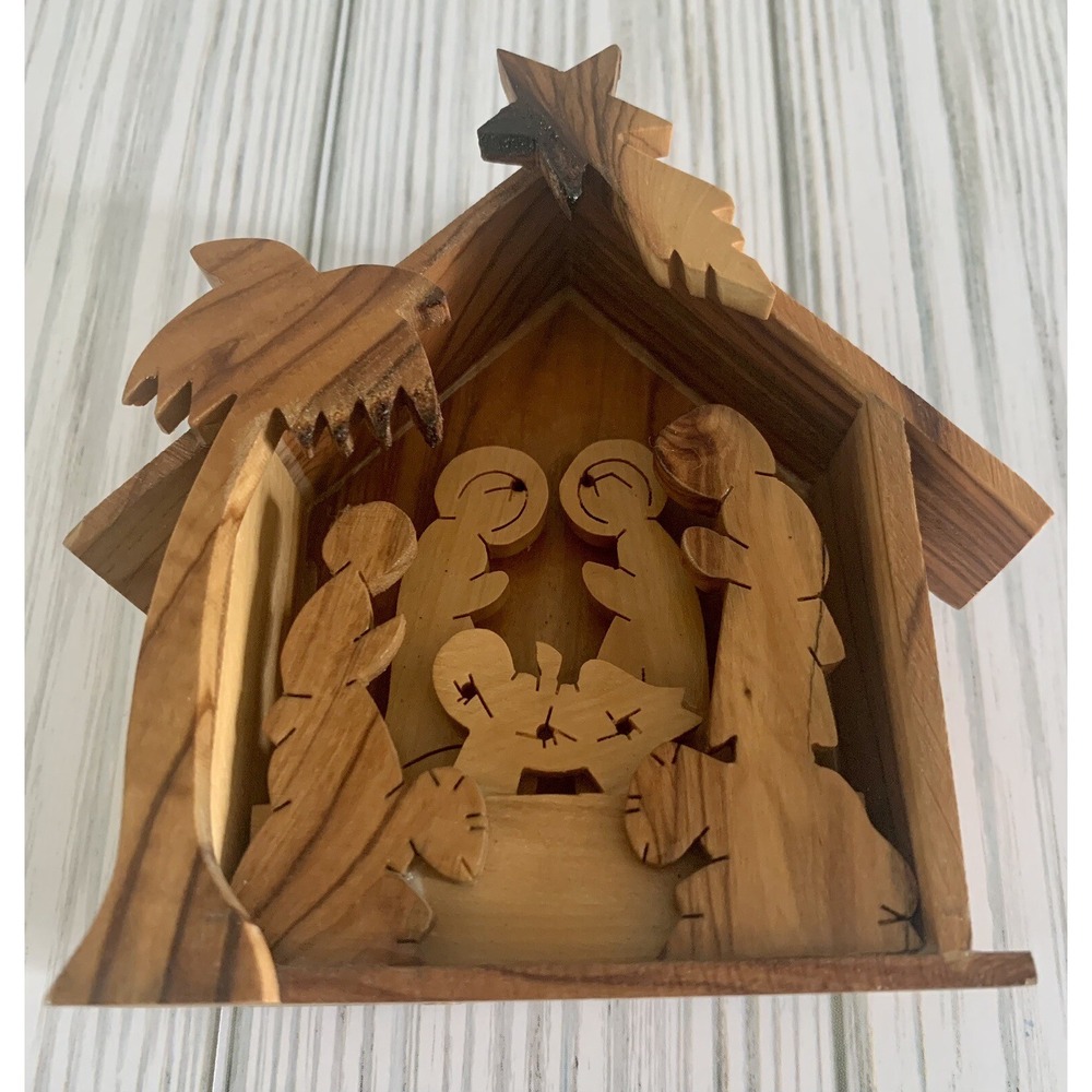 Bethlehem Nativity Scene Creche Hand Carved Olive Wood OW Carvers of Israel